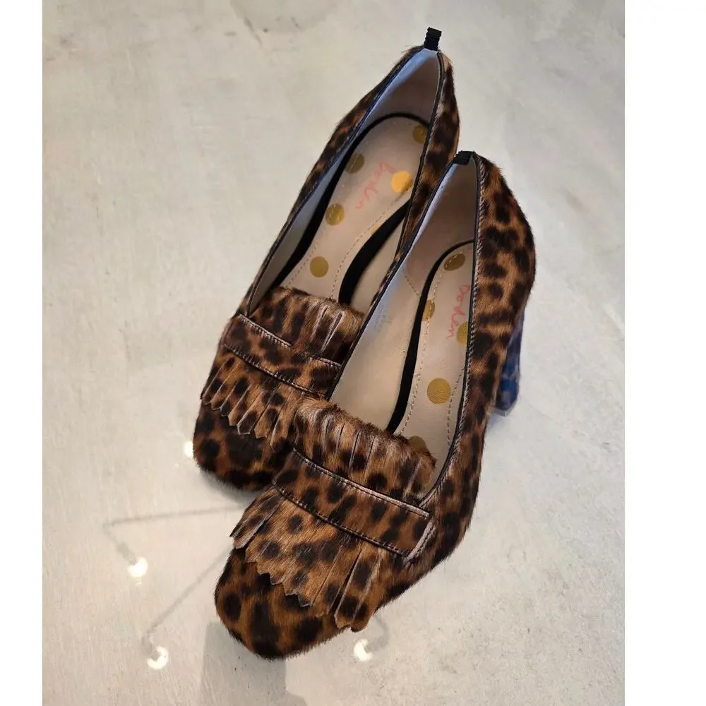 Boden Women's Chunky Loafer Heel Animal Print Leopard Shoe SZ 36 - Picture 1 of 8